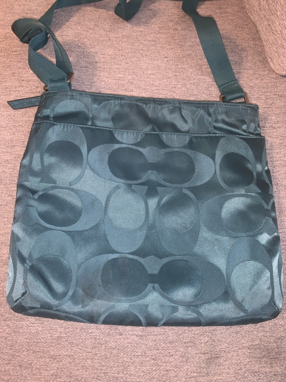 Coach Getaway Signature Nylon Crossbody File Bag in Turquoise - Picture 8 of 10